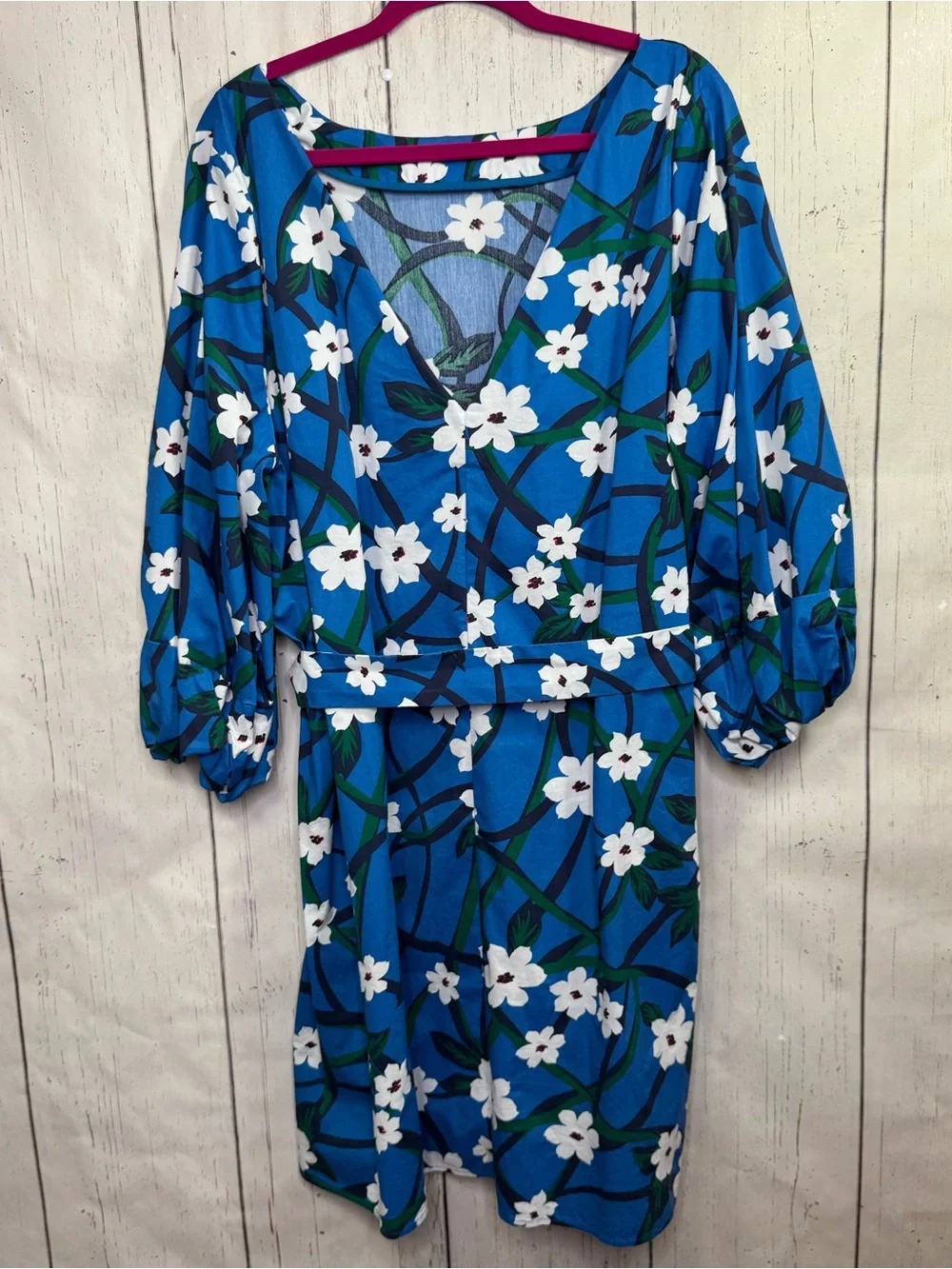 Draper James X Eloquii Southern Belle Floral Tie Waist Balloon Sleeve Dress 22